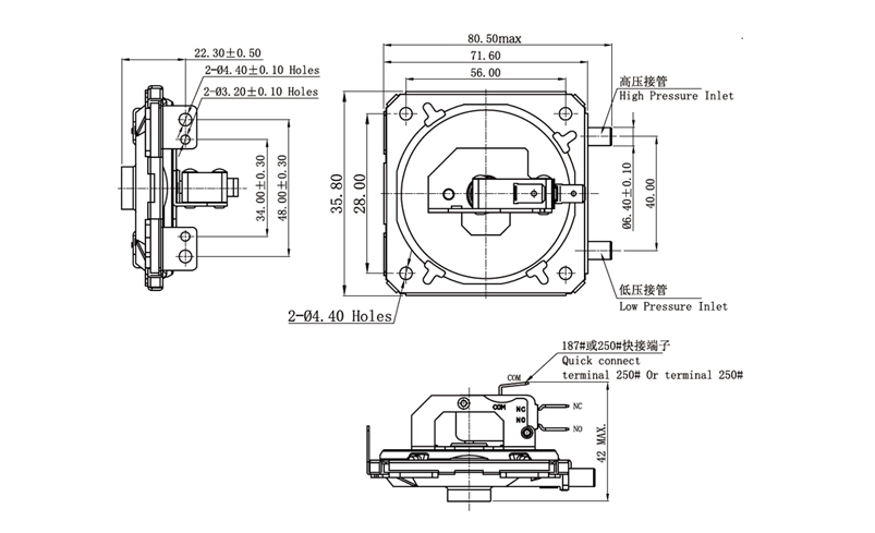16A 125V Air Pressure Switch For Pellet Stove Application 34 GPS100-Air-pressure-Switch-05