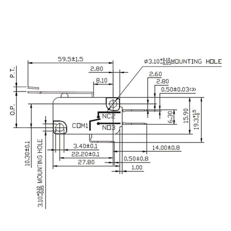 G5T22-C1Z100A03 SPDT 100gf Far From Pin Plunger Long Straight Lever Basic Snap Action Micro Switch