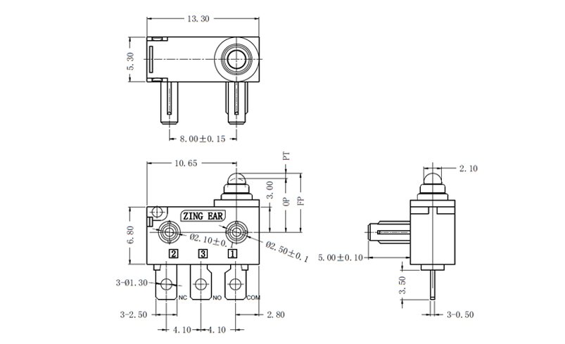 G303-130K00A5 Long Solder Terminal 40t125 IP67 IP65 Waterproof SPDT Position Switch Micro