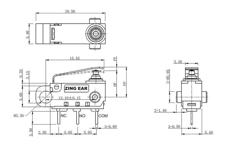 G303-130P01A7 Straight PCB Terminal 3 Position SPDT Silent Latching Lever Microswitch