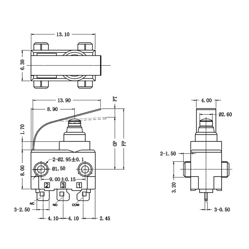 G303-130S03A12 Solder Terminal 40t85 Subminiature Lever 3 Pin Way Sealed Micro Switch