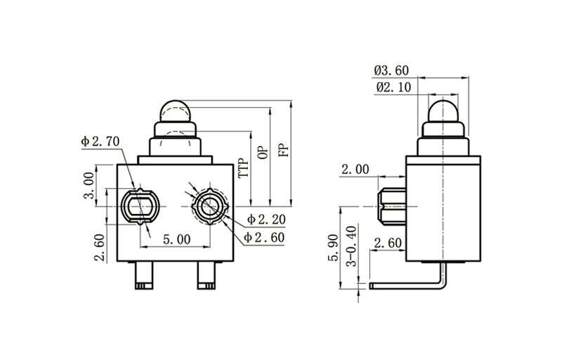 G304-150U00E40 PCB Terminals SPDT Right Side Dustproof Waterproof Subminiature Microswitch Micro Switch