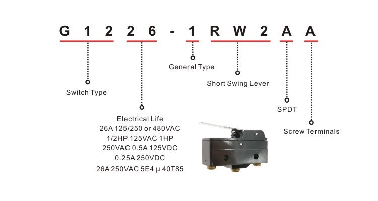 G1226-1RW2AA Lever Arm Snap Action Limit Switch