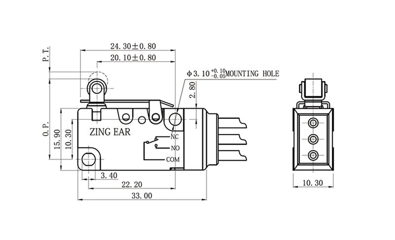 Wire SPDT Micro Switch with Roller Lever