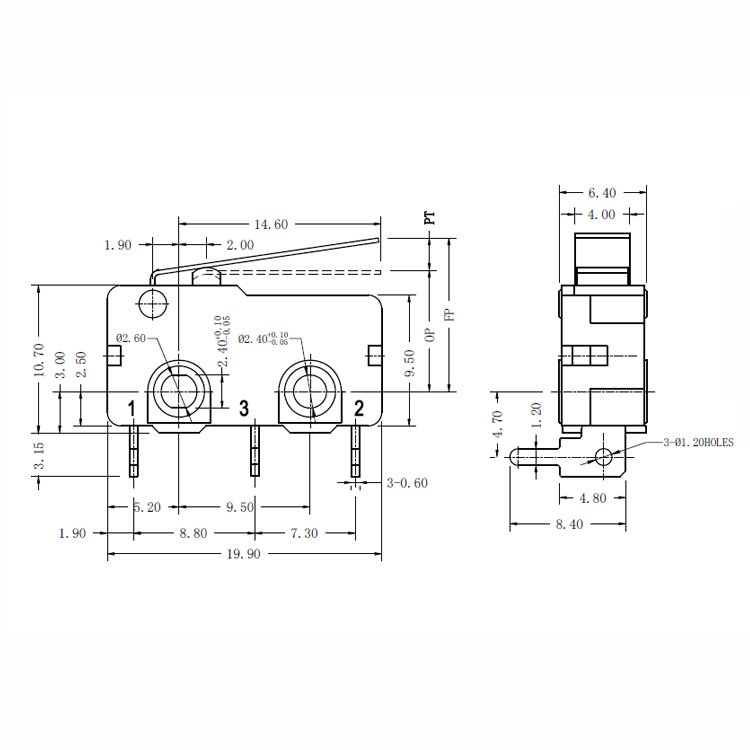 G605-150L01A Straight Lever SPDT Mini Micro Switch