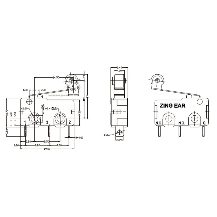 G605 5A 5E4 Small Size Roller Lever Micro Switch