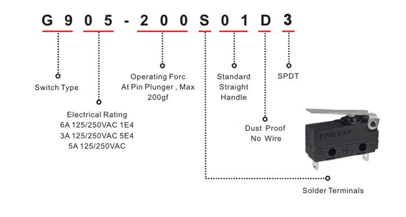 G905-200S01D3 (5) G905 Sealed Small Normally Closed Electronic Micro Switch Electronic Micro Switch