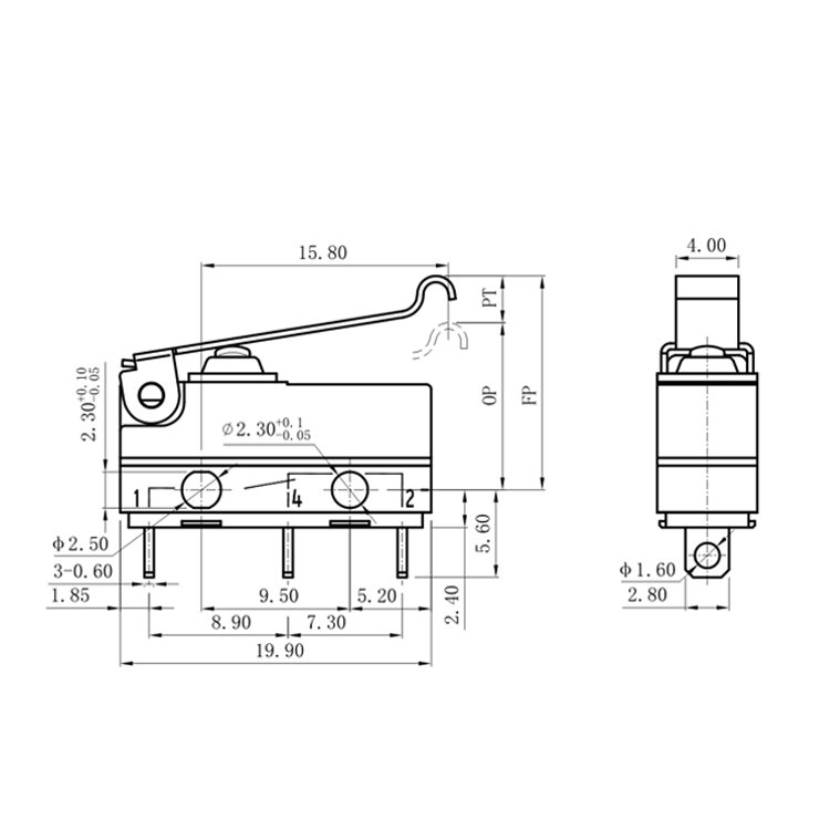 Small Simulated Roller ENEC Micro Switch 3 Pin