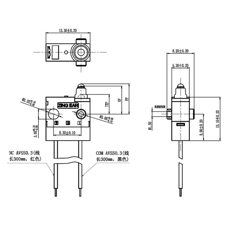 G306-150E00BA-300 Microswitch NC Subminiature Waterproof Sealed Automotive Micro Switch