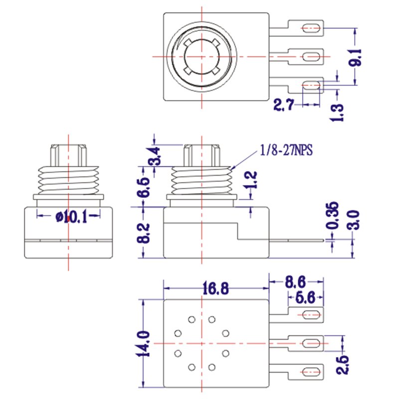 Zing Ear PBC-Type1 SPDT Push Button Switch