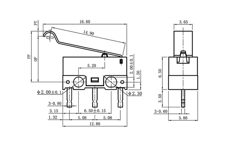 G1003-150P07A Electronic Snap Action Miniature Micro Switch (1) Electronic Snap Action Miniature Micro Switch