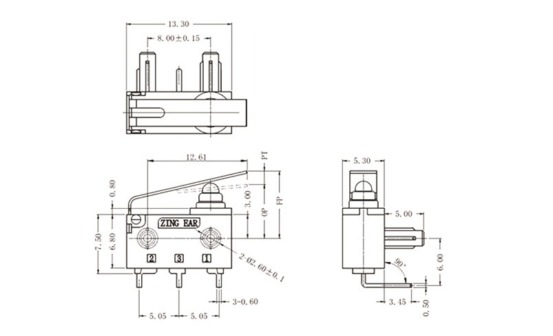 PCB Waterproof 3A 12 Volt Micro Switch