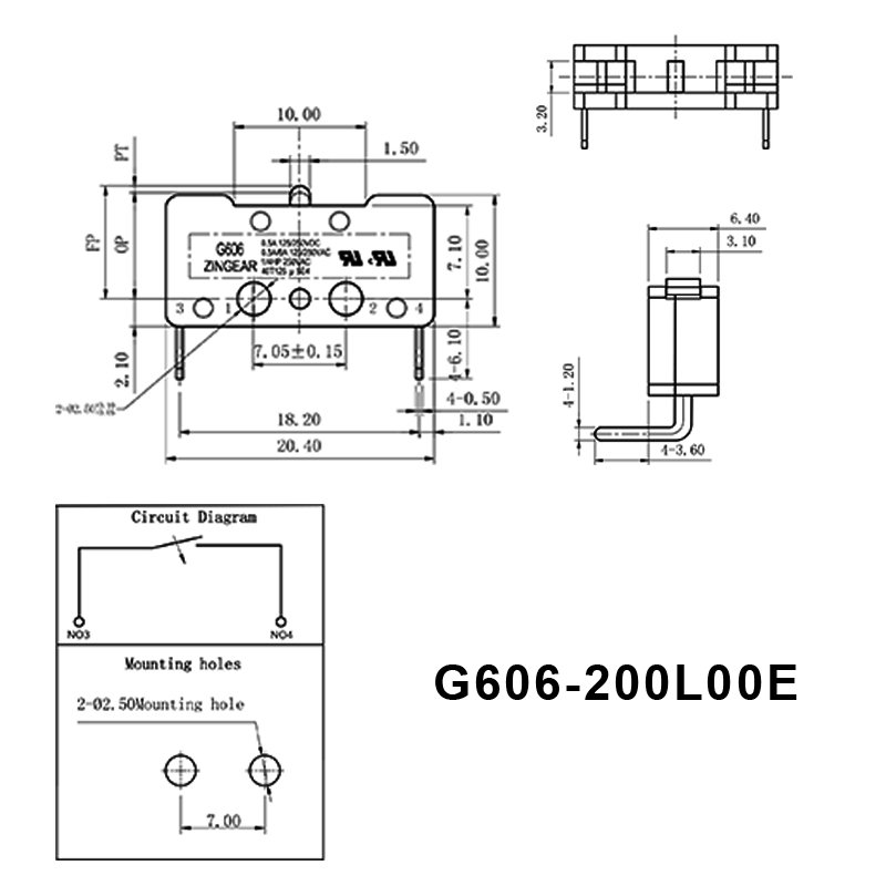 G606 200L00E Manufacturer DPDT Normally Open Micro Switch 7