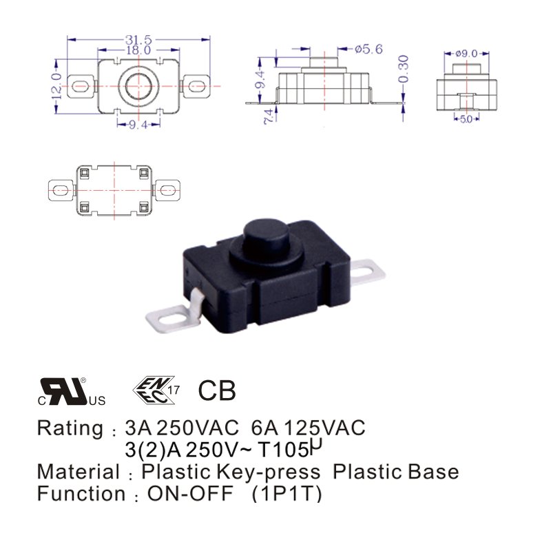 PB 04 Electrical SPST Micro On Off Push Button Switch 8