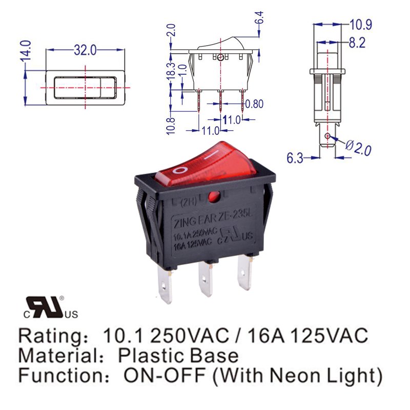 Spdt 3way Illuminated Rocker Switch