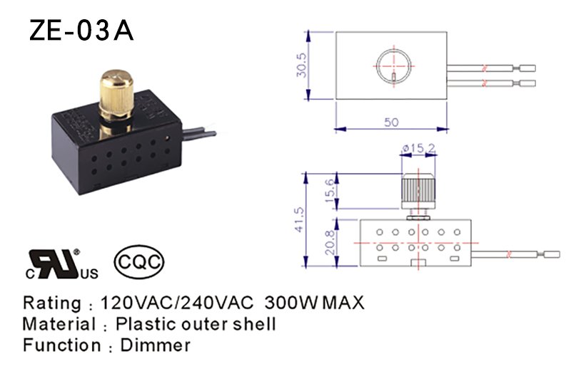 300W Inline Rheostat Variable Lamp Dimmer Switch (2) lamp dimmer switch