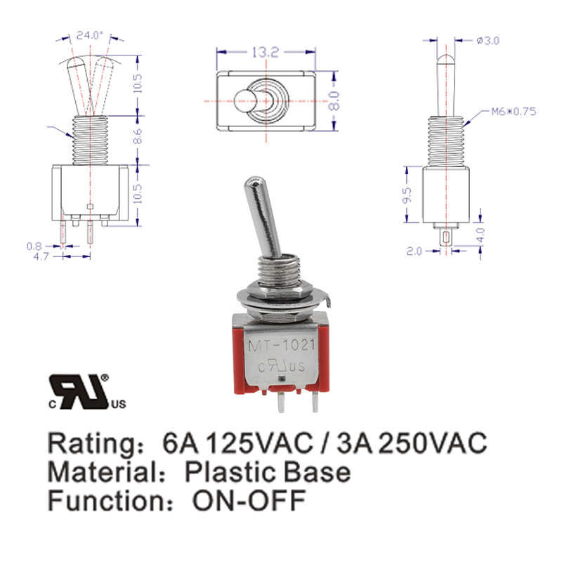 MT 1021 3A 6A ON OFF Single Pole Toggle Switch 9