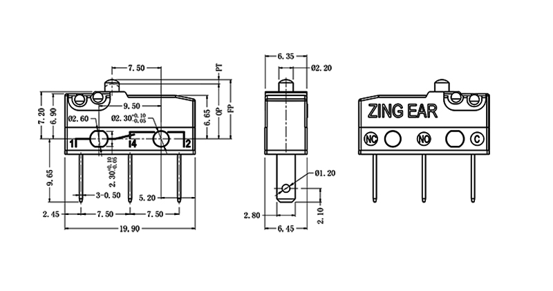 G9105 Micro Switch SPDT Drawing