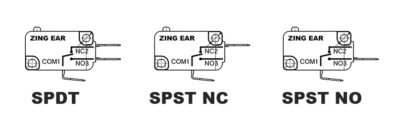 SPDT SPST Normally Closed and Open Micro Switch Compared