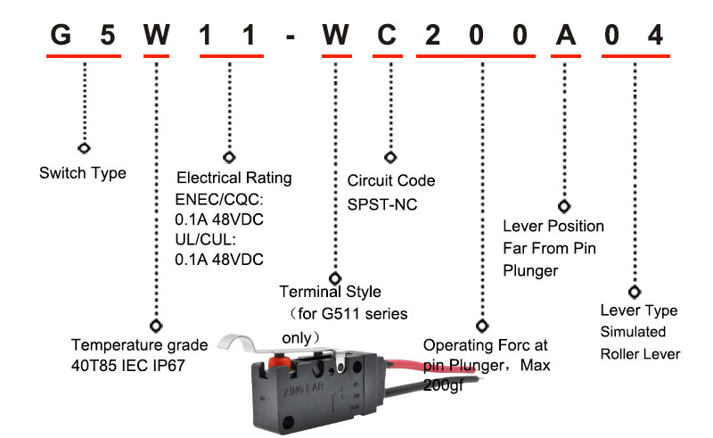 G5W11 Snap Action Microswitch Item Number G5W11 Snap Action Microswitch Item Number