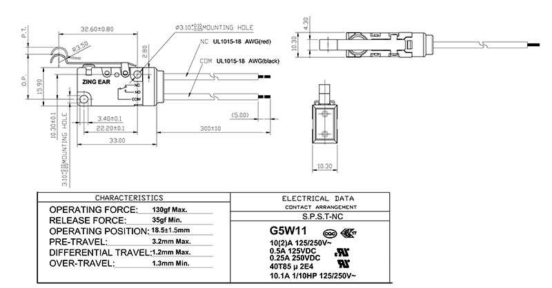 G5W11 Limit switch drawing