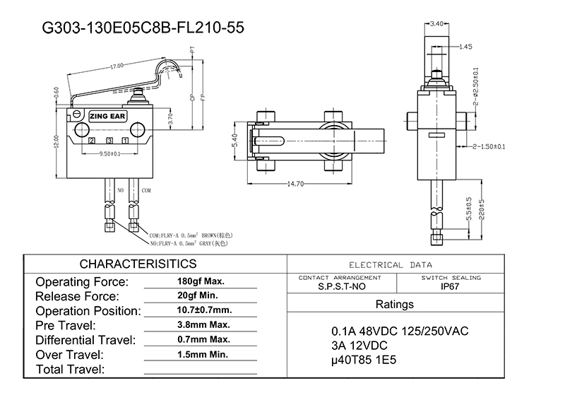 G303 SPST Micro Switch Drawing G303 SPST Micro Switch Drawing