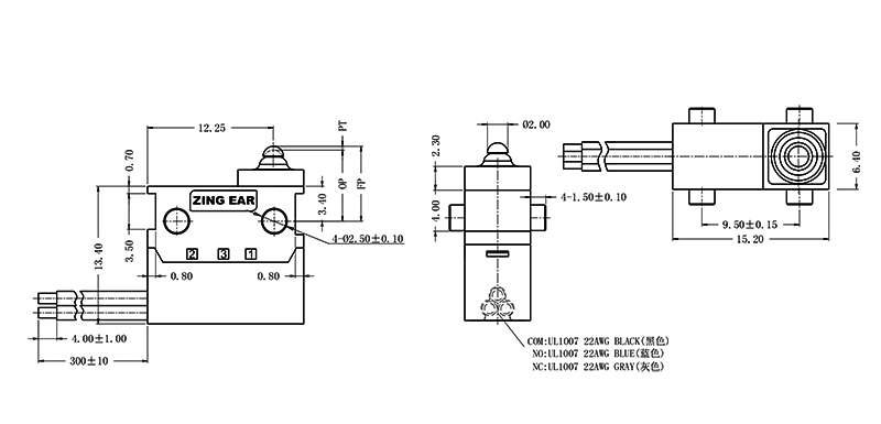 G303-075F00A9B Micro Switch Drawing