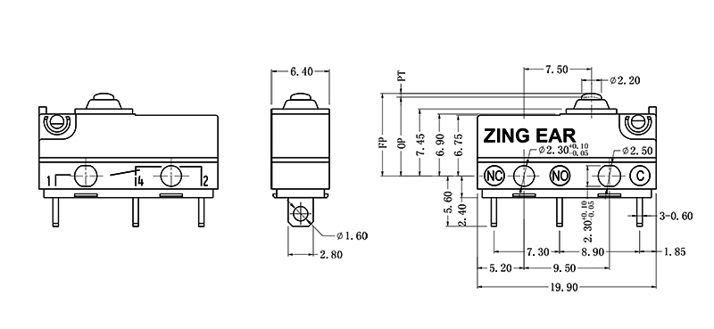 Micro Plunger Switch drawing Micro Plunger Switch drawing