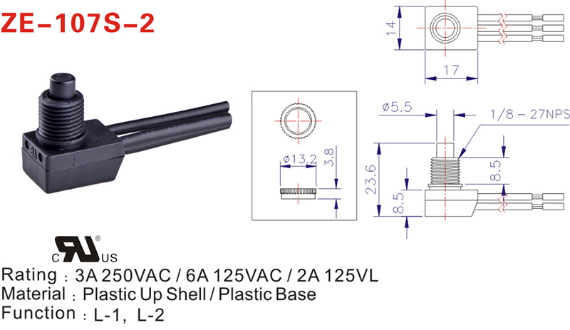 Push Button Canopy switch drawing Push Button Canopy switch drawing