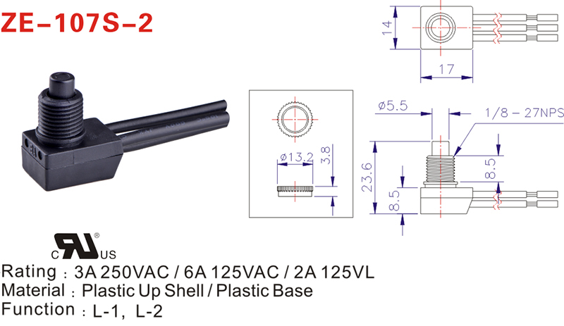 Push Button Canopy switch drawing