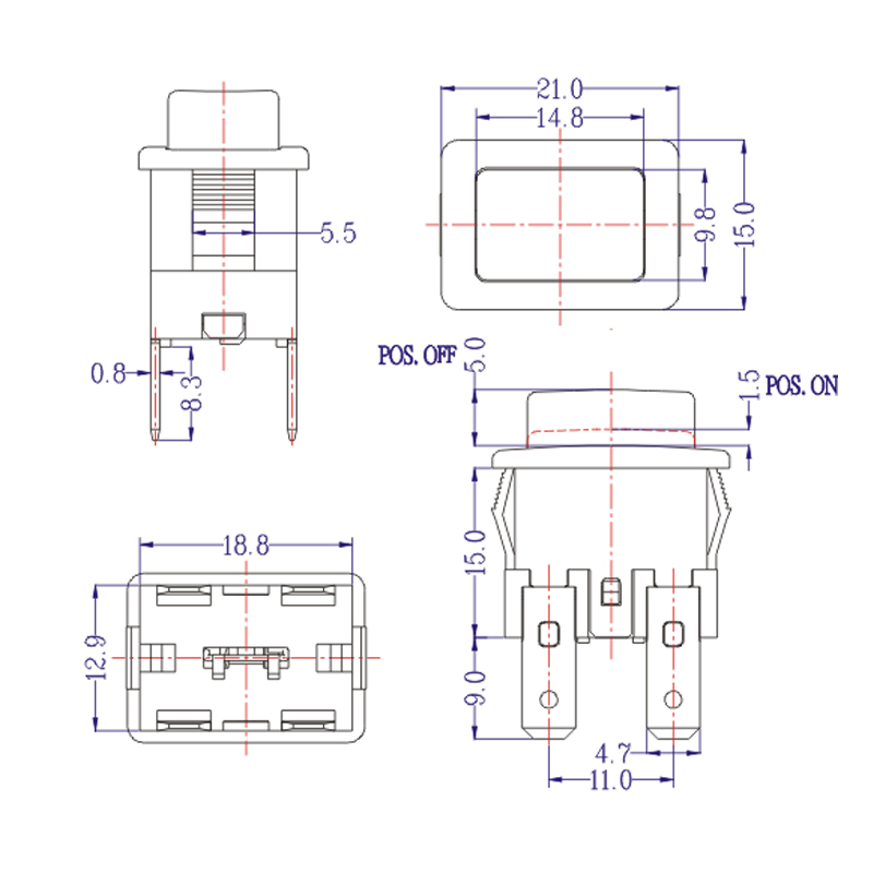 Push Button Electrical Switch 2T1T 1P1T with neon light (4)