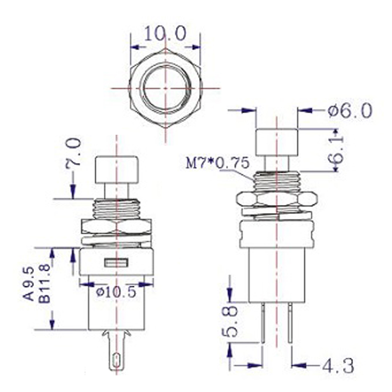 SPST Push Button Switch Normally ON or OFF 4