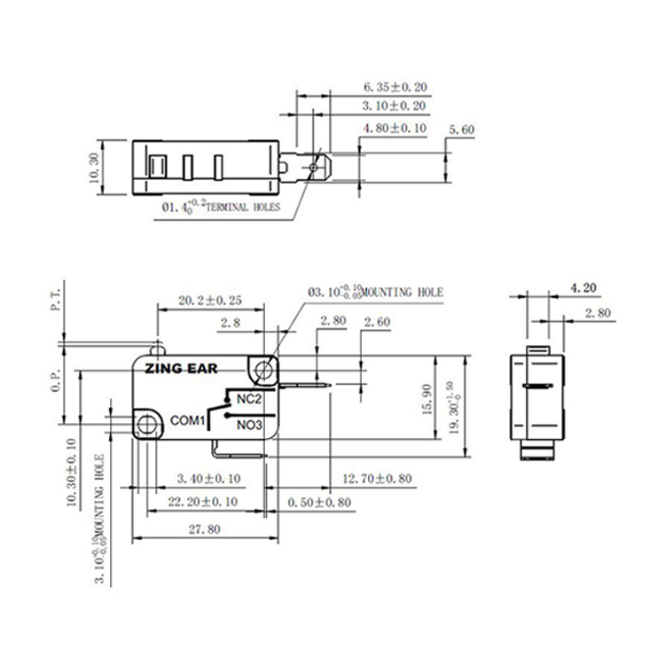 Normally Closed Micro Switch 25T85 48VDC 125250VAC 8