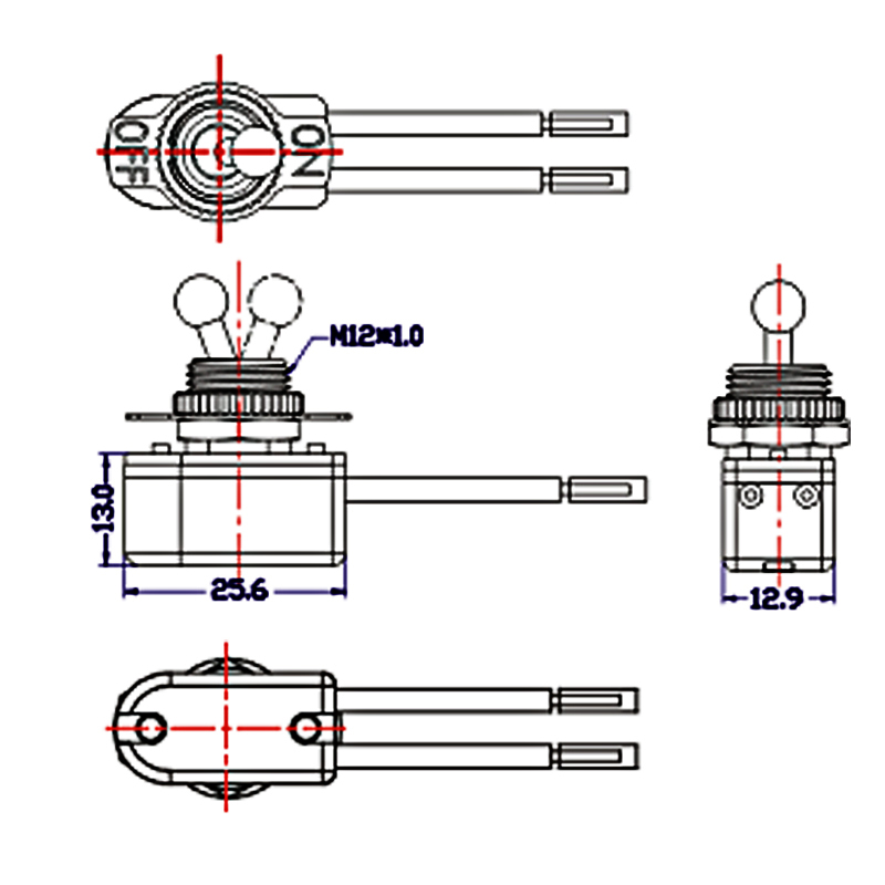 Lighted Toggle Switch Metal Phenolic ON OFF 6A 125VAC 4