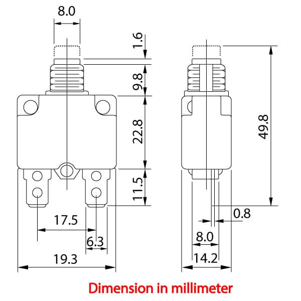 Reset Circuit Breaker Manual Push Auto Type 3 50A 6