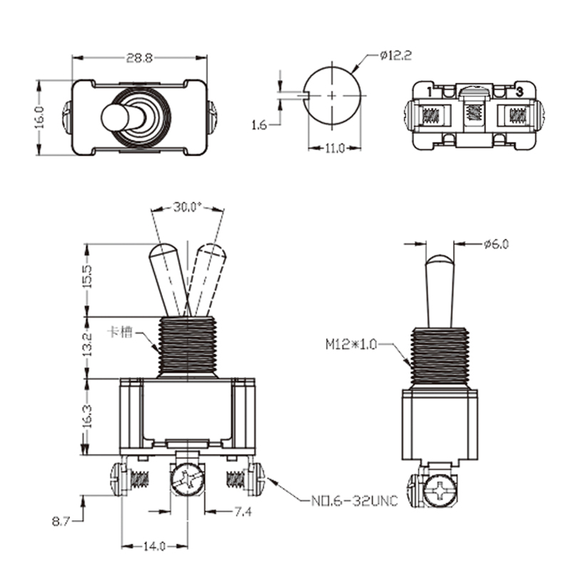 ON OFF ON Toggle Switch 10A 277VAC 20A 1250VAC 1