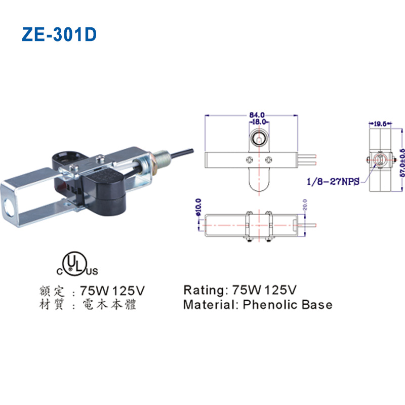 Zing Ear ZE 301D Lampholder E 12 75W 125V 1