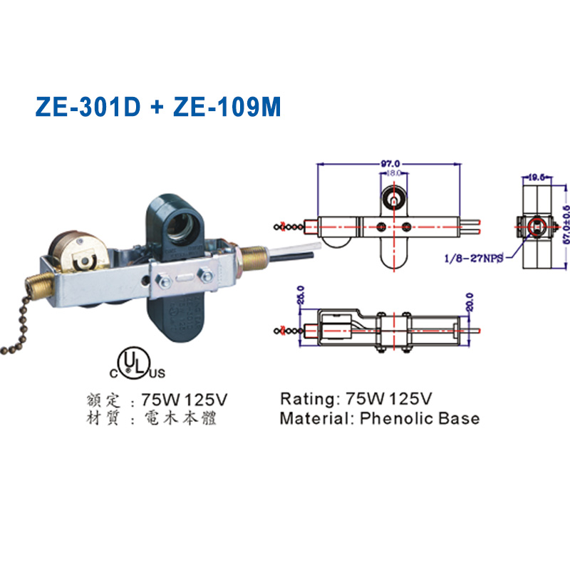 Zing Ear ZE 301D Lampholder E 12 75W 125V 2