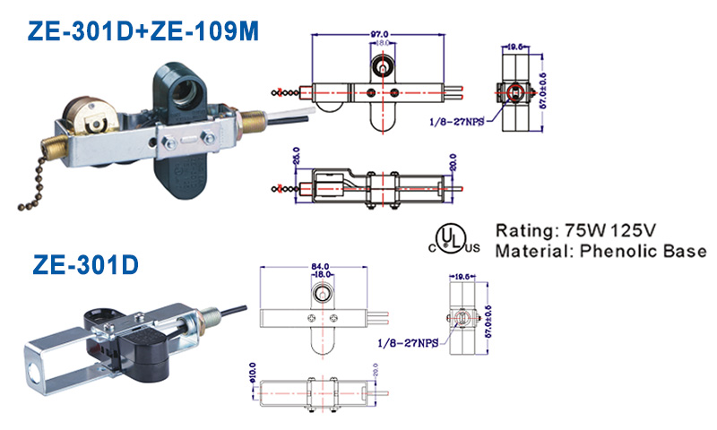 Zing Ear ZE-301D Lampholder drawing