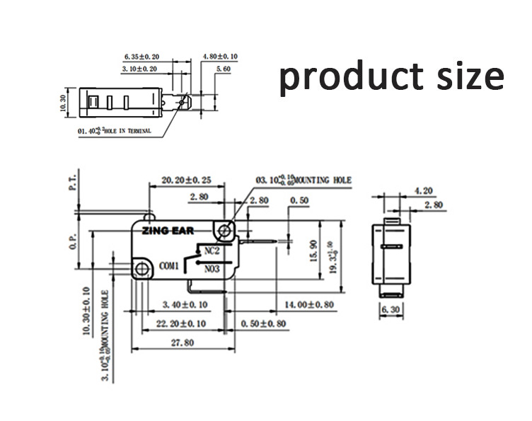 5E4T125 Micro Switch drawing