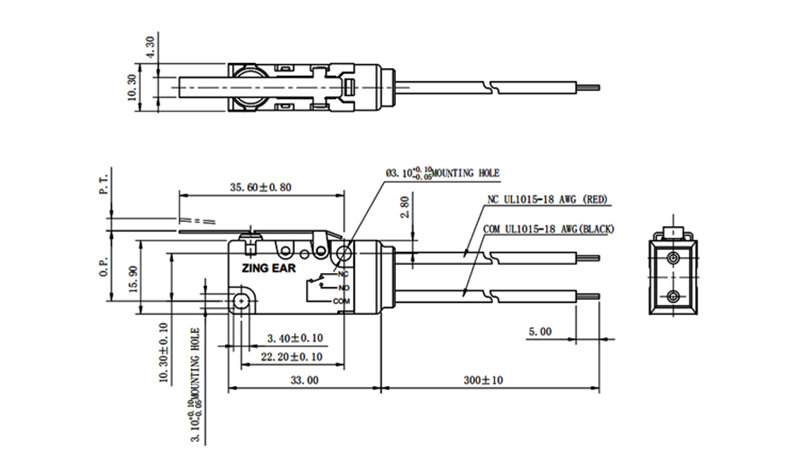 G5W11-Lever-Arm-Limit-switch-drawing