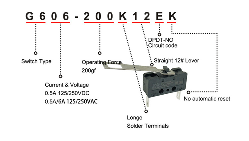 G606-200K12EK Micro Switch 83133169 parameters