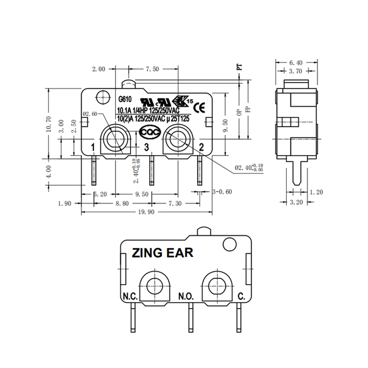 Micro Switch 10A 250VAC 125VAC SPDT 1