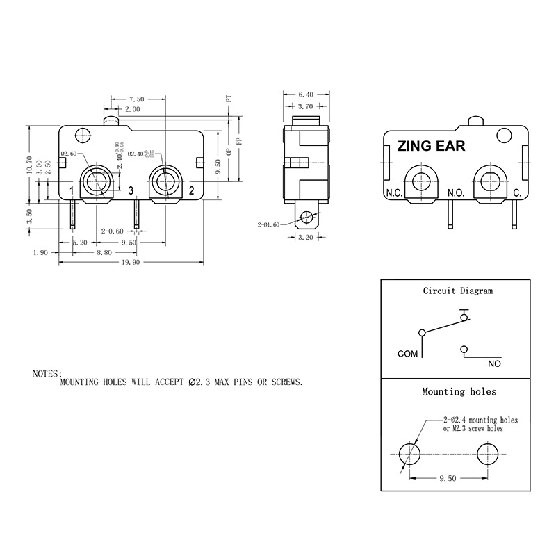 Micro Switch 220V 110V 5A Normally Open (55)