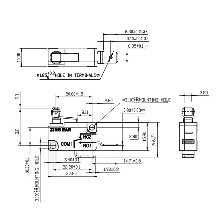 Microswitch With Roller Lever IP64 Waterproof 5