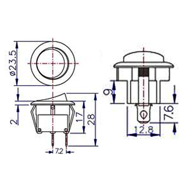 Momentary On Rocker Switch ON OFF 5A 250 VAC 10A 125VAC 1