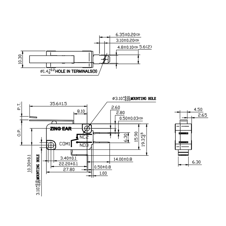 240V Micro Switch SPDT Strip Lever With 3 Terminals 1