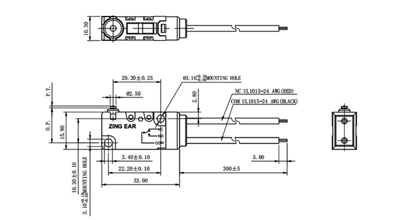 40T85 5E4 Switch NC Waterproof IP67 0.1A drawing