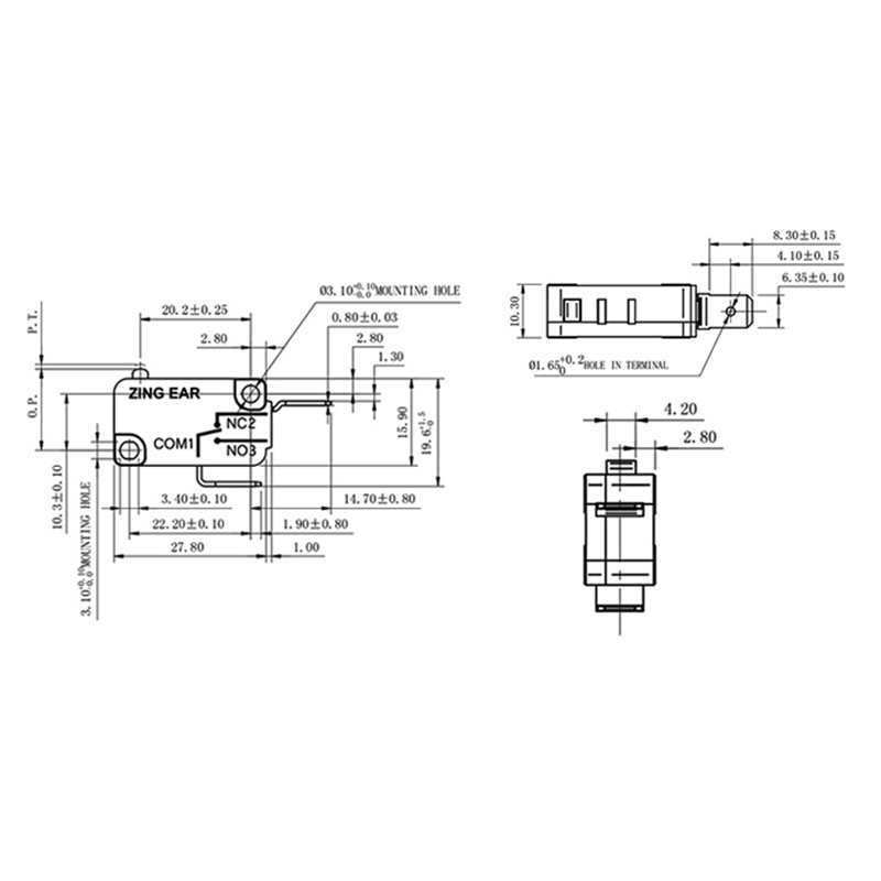 CQC Micro Switch 230V 110V 16A SPST NC with Lever 1