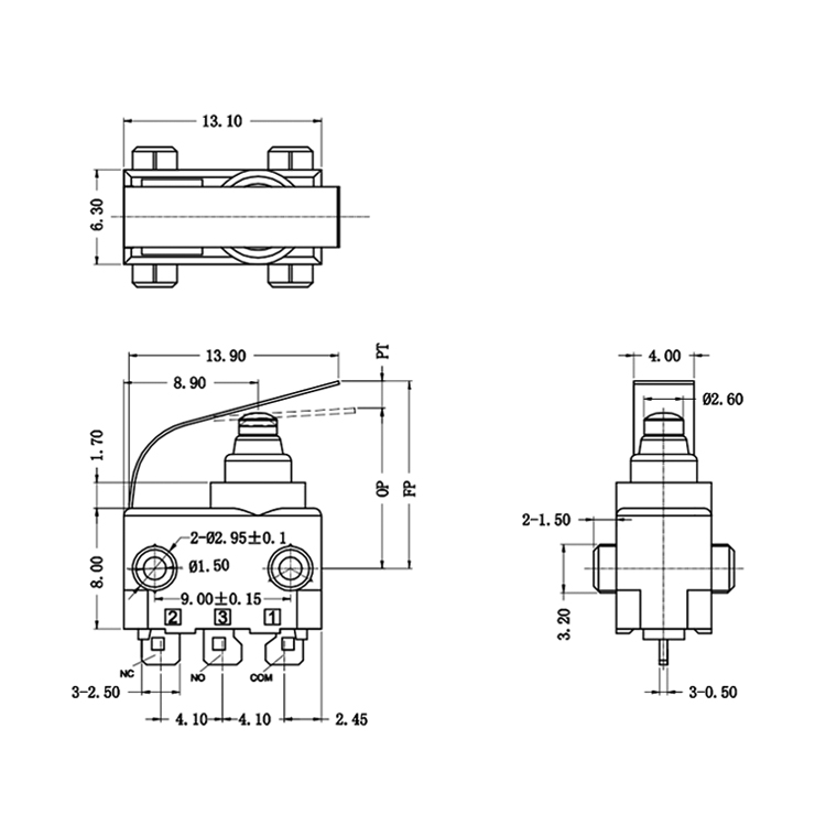 Mini Snap Action Switch 3A 12VAC with Metal Lever 1